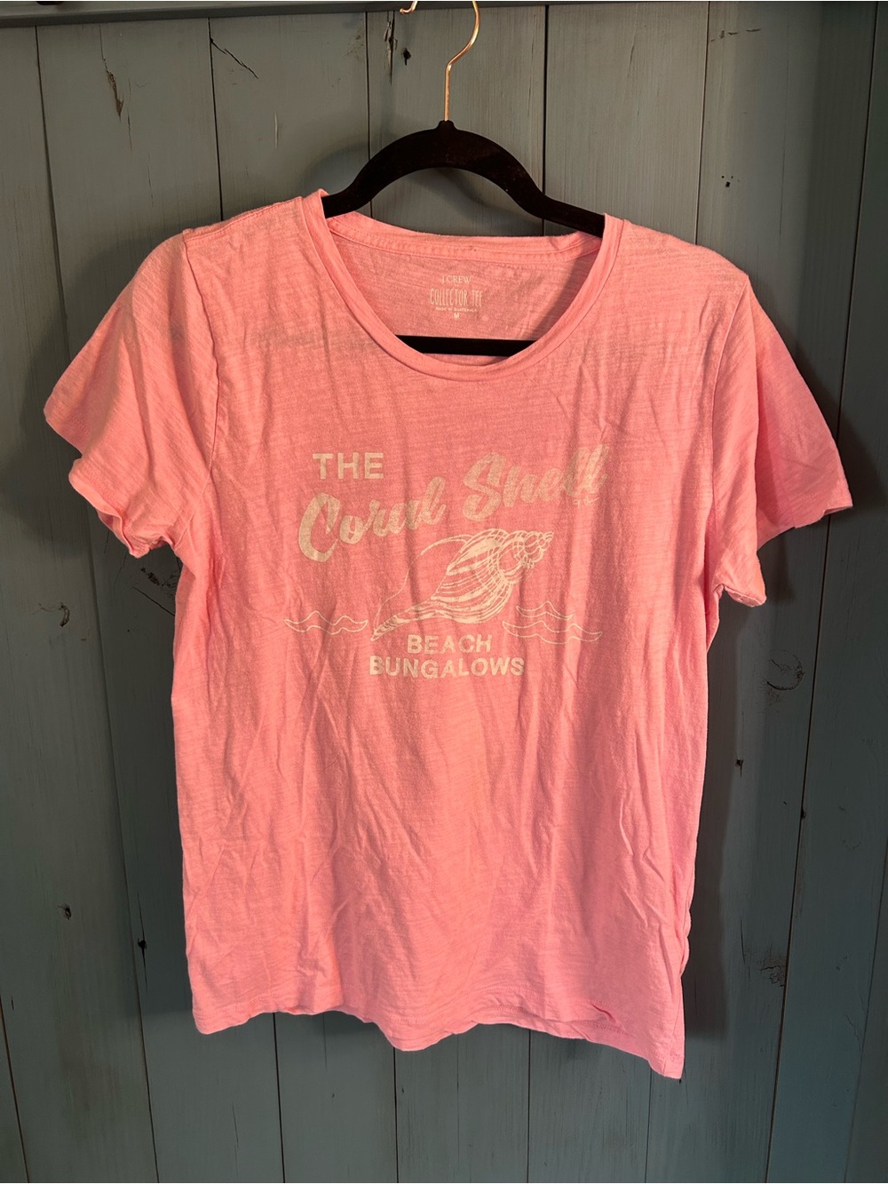 J. Crew Pink Graphic Tee with Faded White Print | Size Medium Perfect for Summer